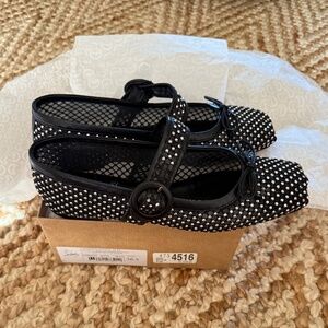 Christian Louboutin Crystal-Embellished Mary Jane Ballet Flats – EUC, 38.5